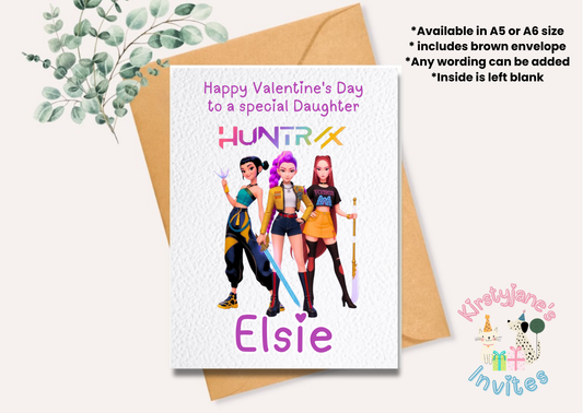 Personalised Valentine's Day greetings card Kpop DEMON HUNTERS huntrix