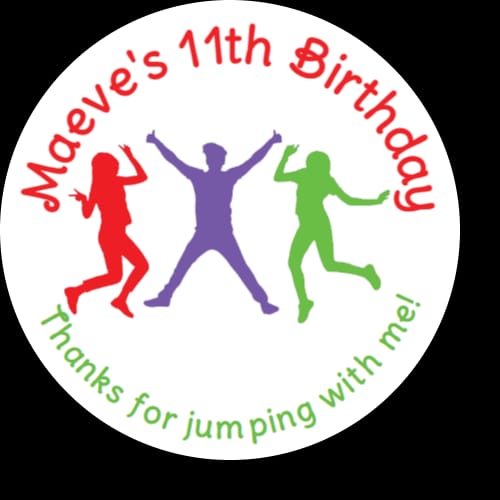 Personalised birthday party Trampoline jumping stickers