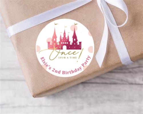 Personalised birthday party princess castle stickers