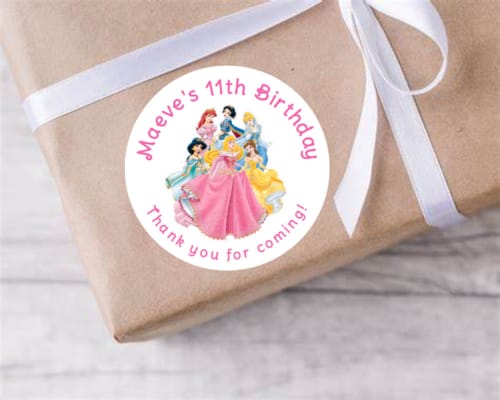 Personalised birthday party Disney Princess stickers