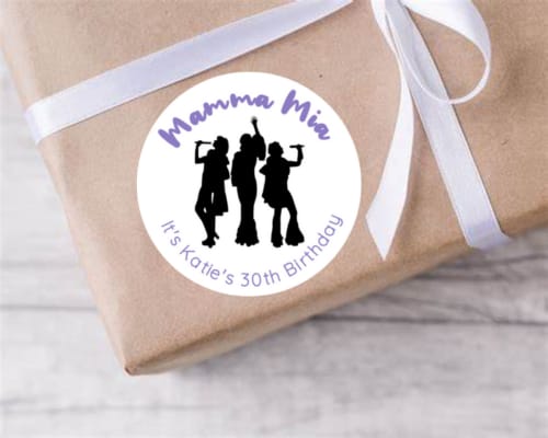 Personalised birthday party abba mamma mia stickers