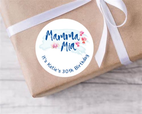 Personalised birthday party abba mamma mia stickers