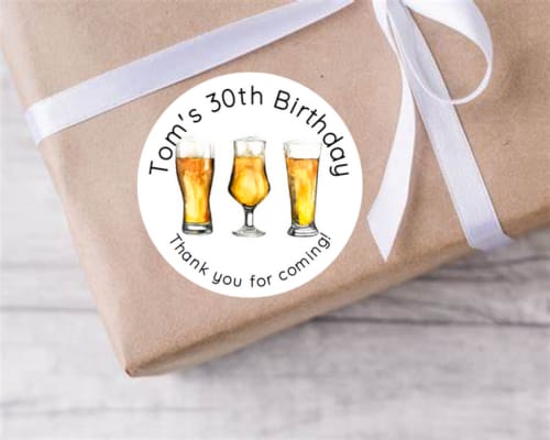 Personalised birthday party mens adult beer stickers