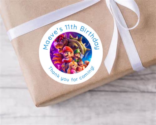 Personalised birthday party Super Mario stickers