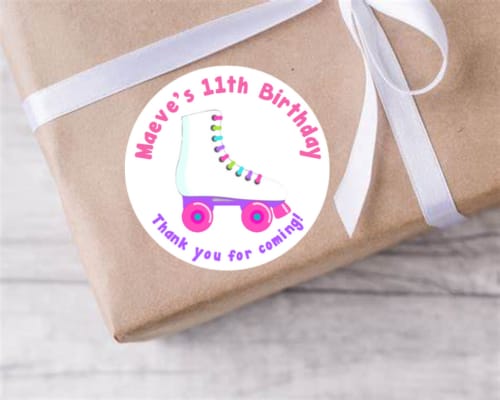 Personalised birthday party roller skating stickers