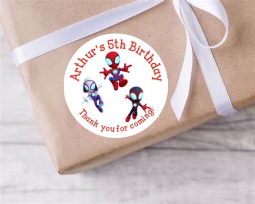 Personalised birthday party Spidey and his amazing friends stickers