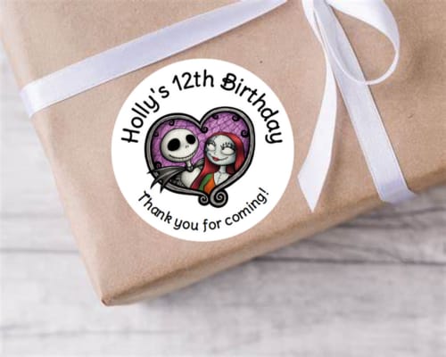 Personalised birthday party Nightmare Before Christmas Jack Skellington stickers