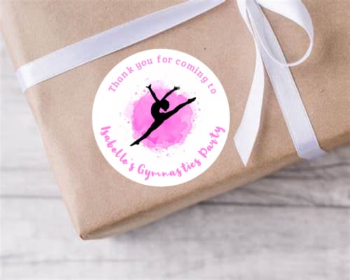 Personalised birthday party Gymnastics stickers