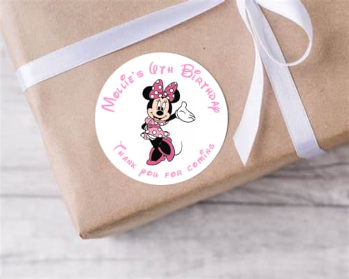 Personalised birthday party Disney Minnie Mouse stickers