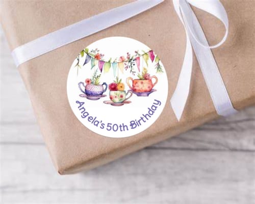 Personalised birthday party afternoon tea stickers
