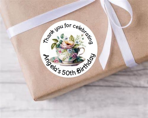 Personalised birthday party afternoon tea stickers