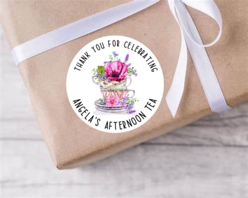 Personalised birthday party afternoon tea stickers