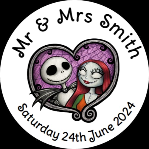 Personalised Wedding Engagement Nightmare Before Christmas Jack Skellington stickers