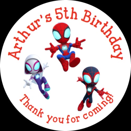 Personalised birthday party Spidey and his amazing friends stickers