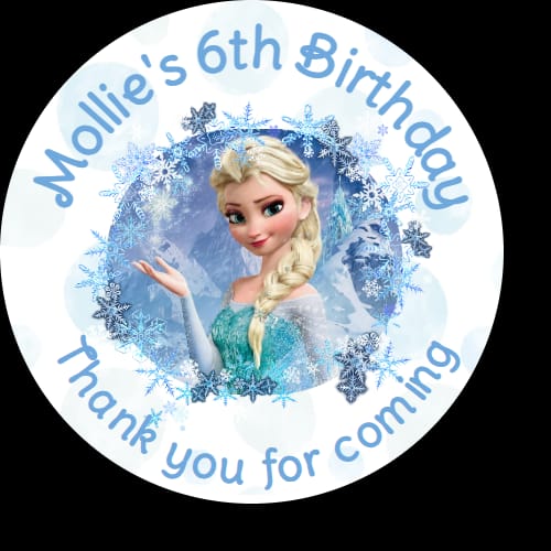 Personalised birthday party Disney Frozen Elsa stickers