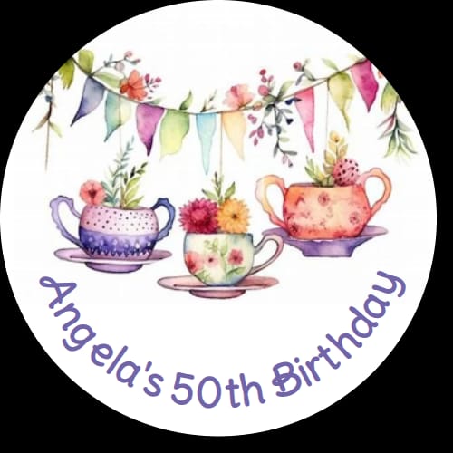 Personalised birthday party afternoon tea stickers