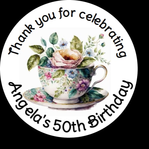 Personalised birthday party afternoon tea stickers