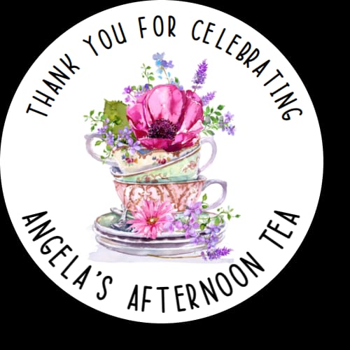 Personalised birthday party afternoon tea stickers