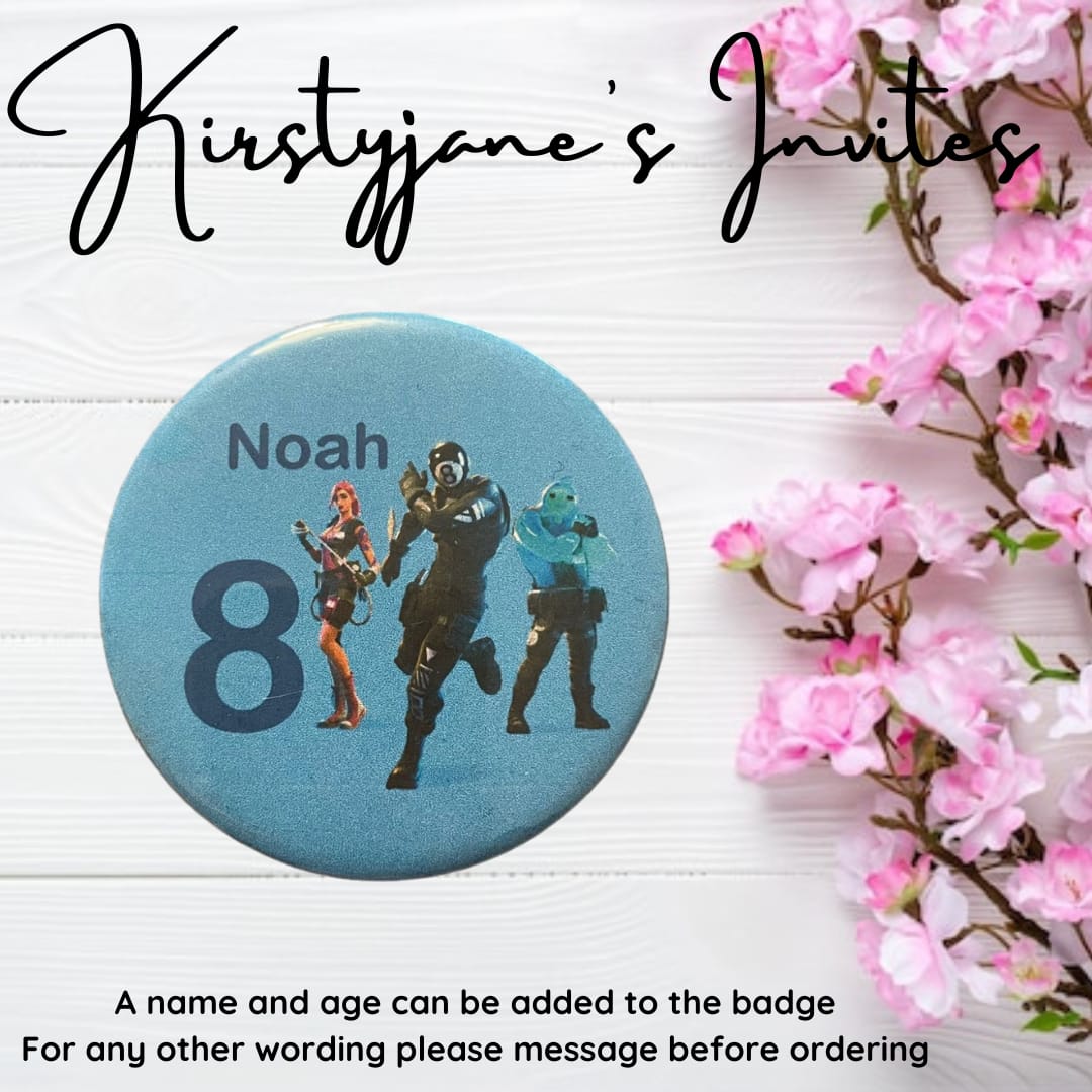 Personalised Fortnite birthday badge