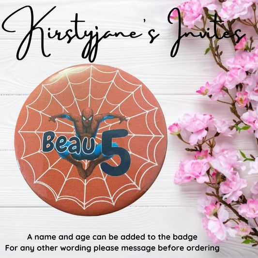 Personalised Marvel Spiderman birthday badge