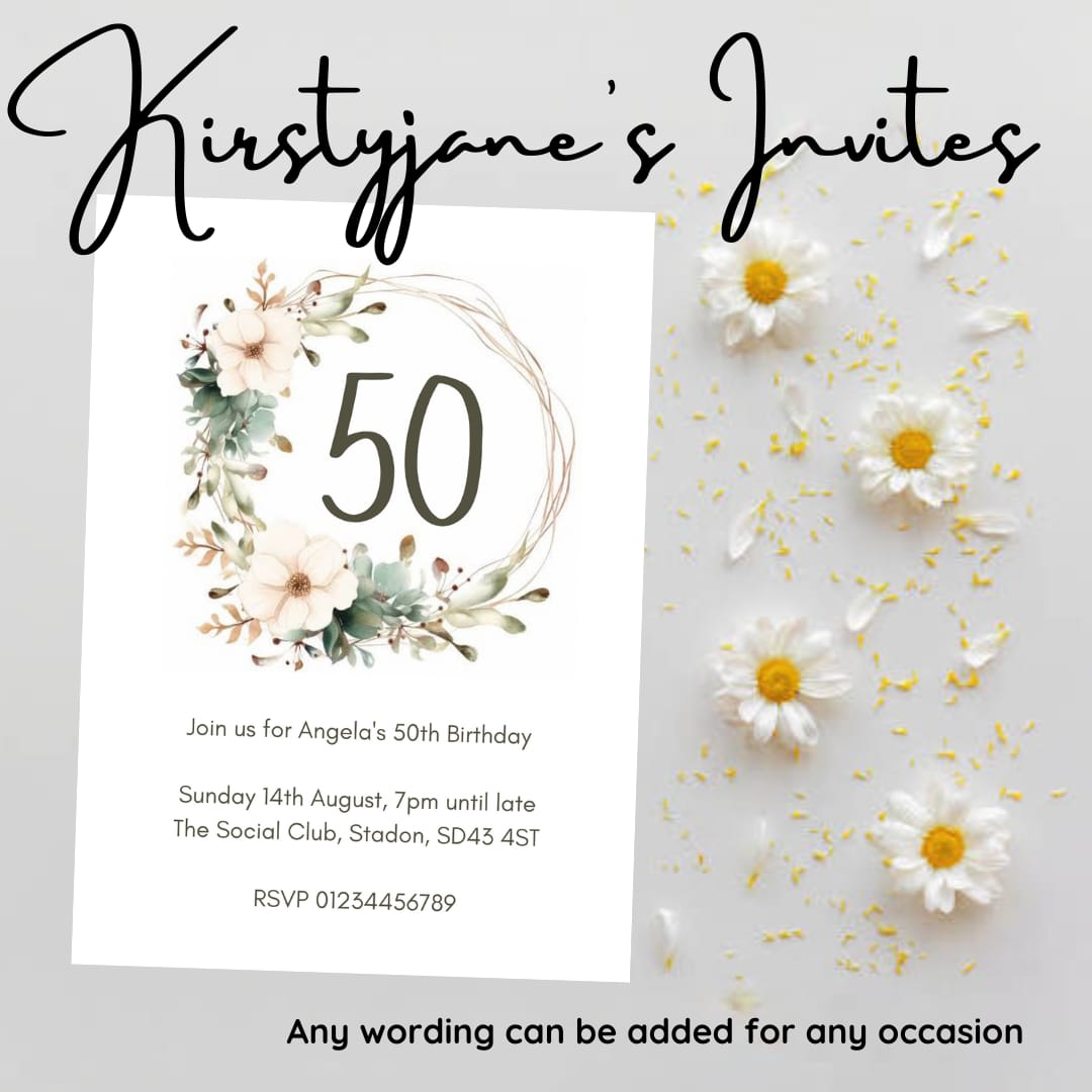 Personalised Age adult birthday invitations