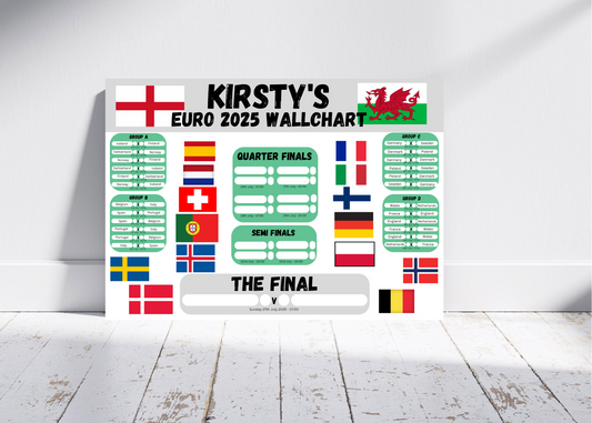 Women's Euro 2025 green/grey wall planner