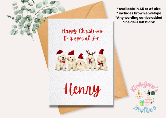 Christmas xmas greetings card Dogs Santa Cute
