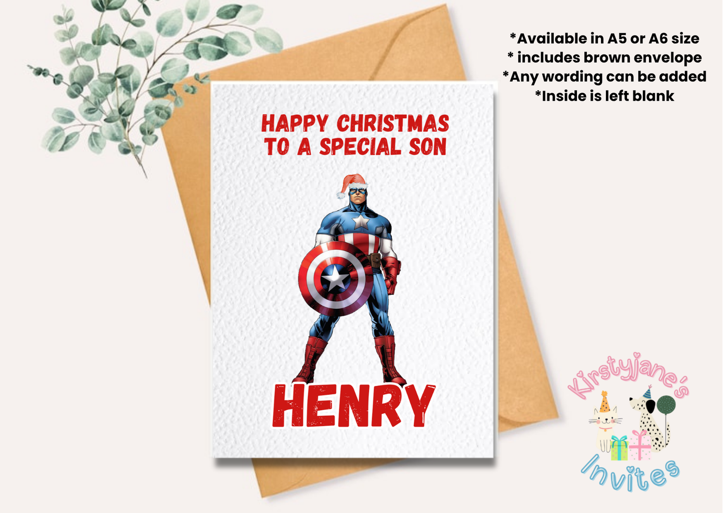 Christmas xmas greetings card Captain America
