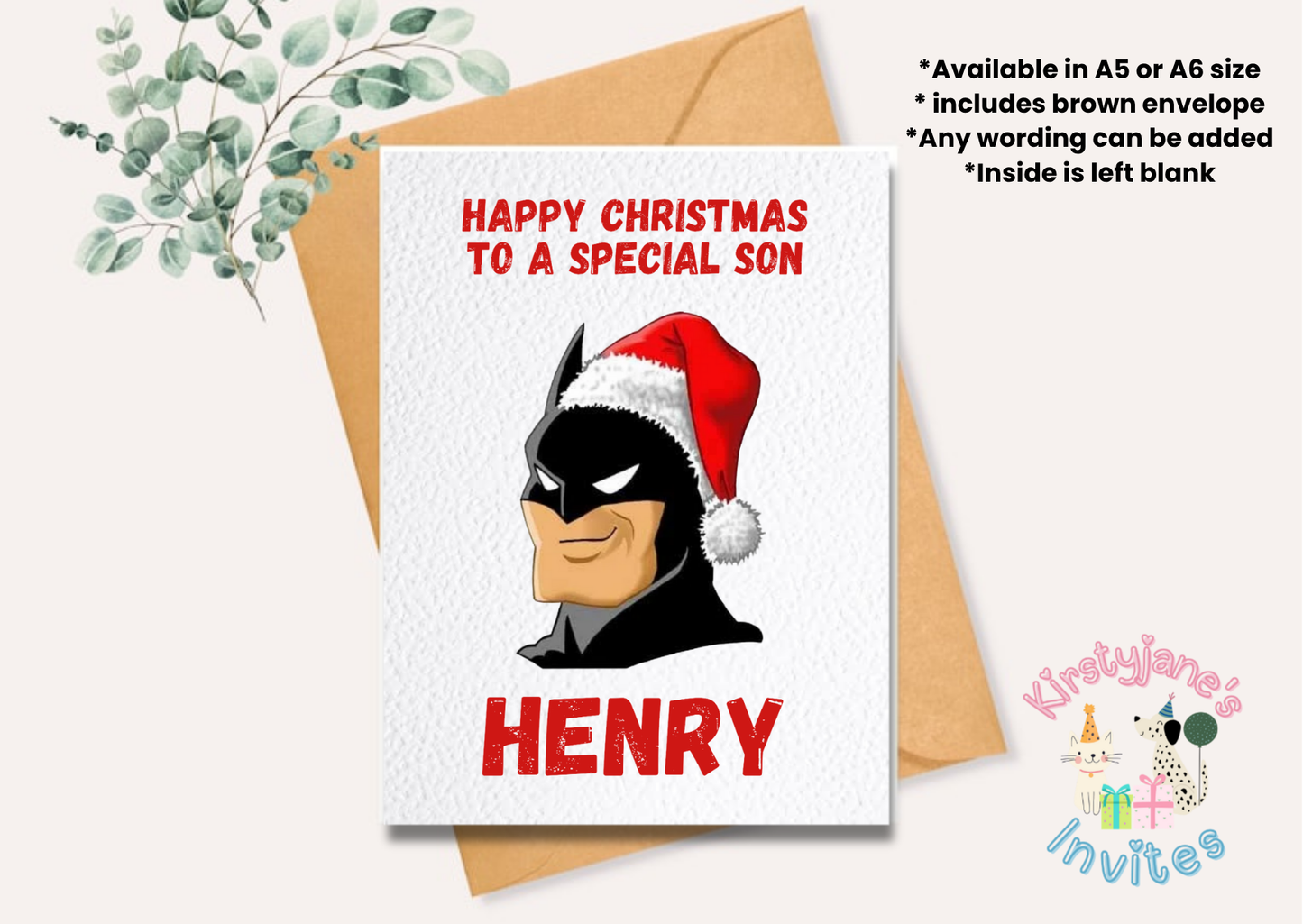 Christmas xmas greetings card batman