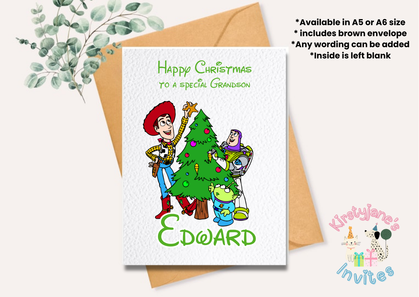 Christmas xmas greetings card Disney Toy Story Woody Buzz Lightyear