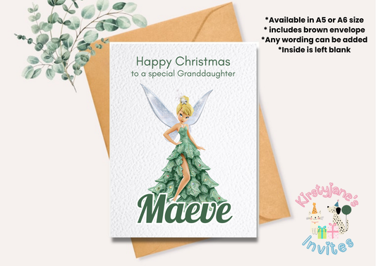 Christmas xmas greetings card Girls Disney Tinkerbell