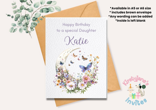 Birthday greetings Card Womens Girls Moon Lunar Phase 18th 21st 30th 40th 50th 60th 70th 80th