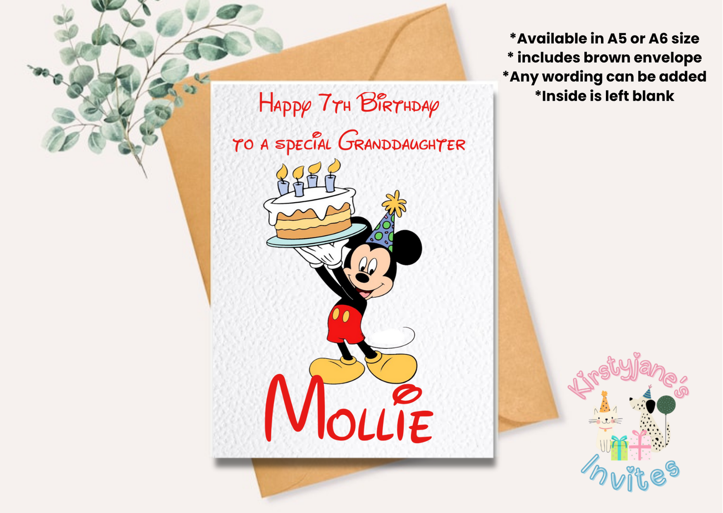 Birthday greetings Card Disney Mickey Minnie Mouse