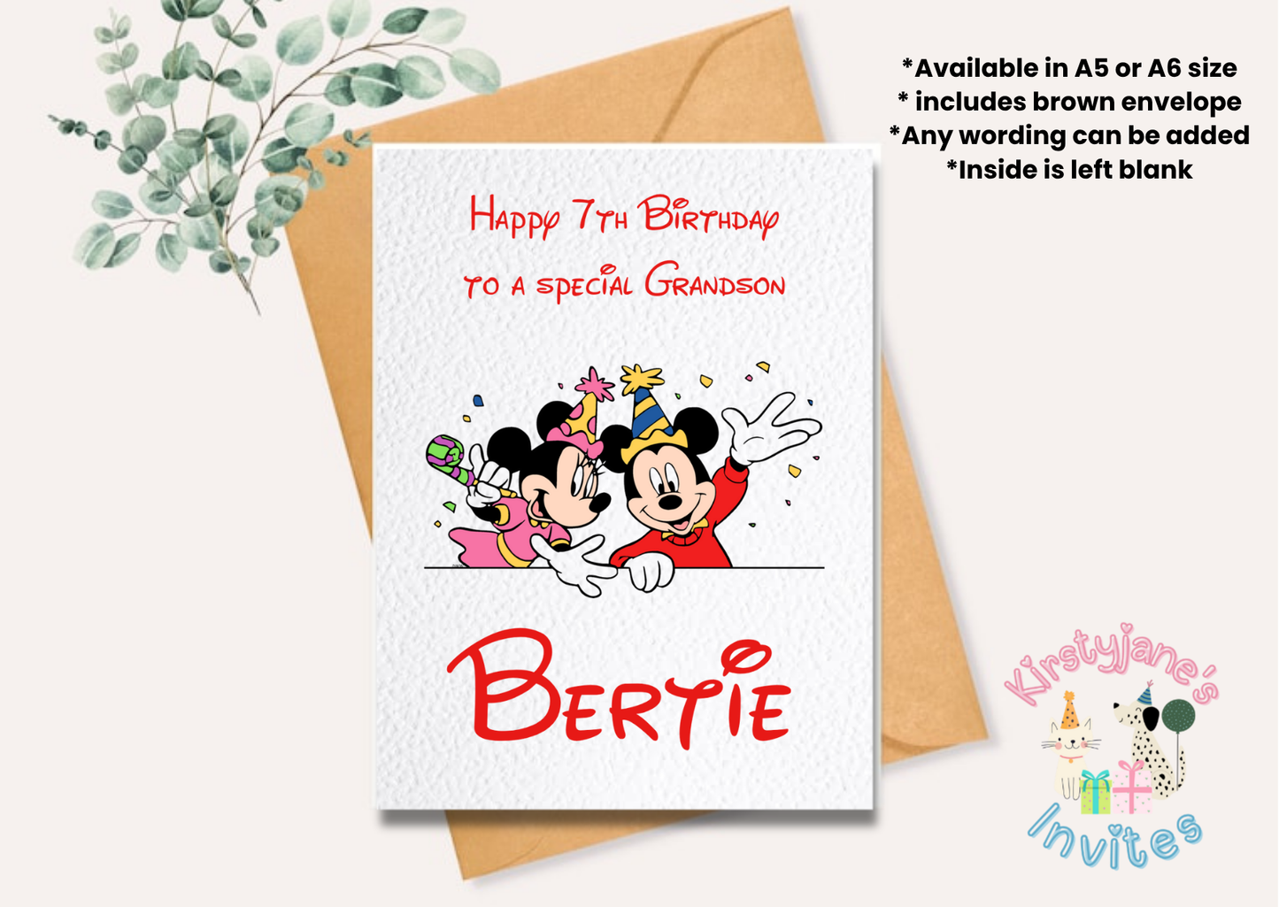 Birthday greetings Card Disney Mickey Minnie Mouse