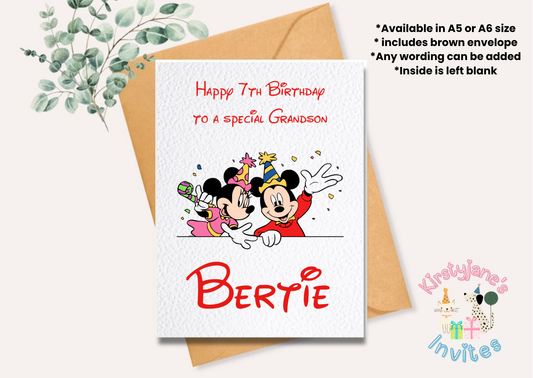 Birthday greetings Card Disney Mickey Minnie Mouse