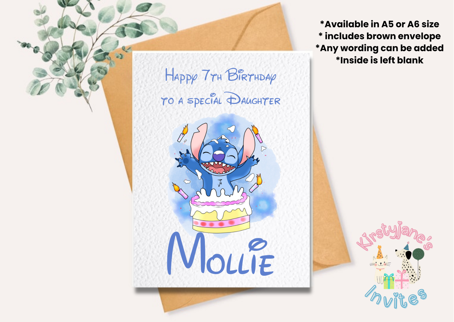 Birthday greetings Card Disney Stitch