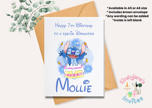 Birthday greetings Card Disney Stitch