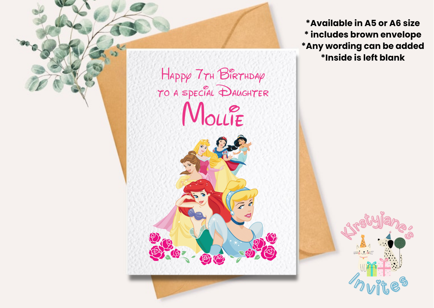 Birthday greetings Card Disney Princess