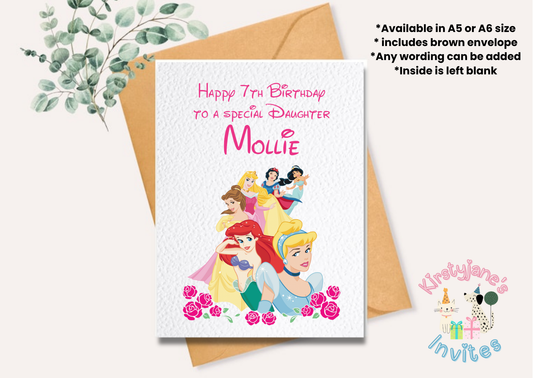 Birthday greetings Card Disney Princess