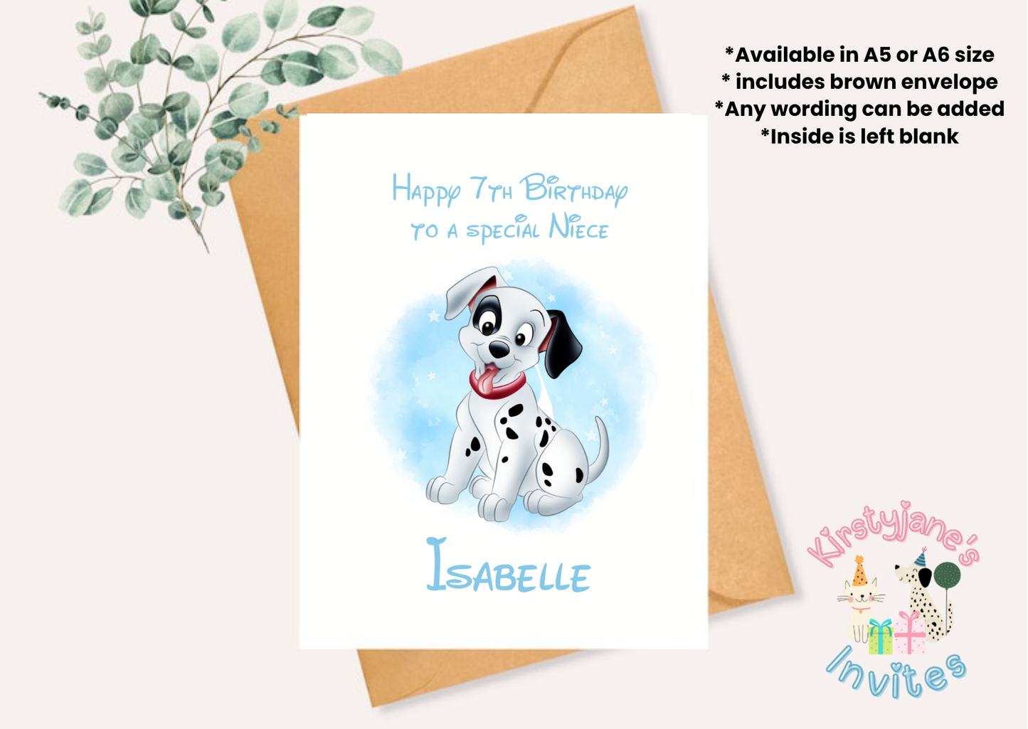 Birthday greetings Card Disney 101 Dalmatians Dog