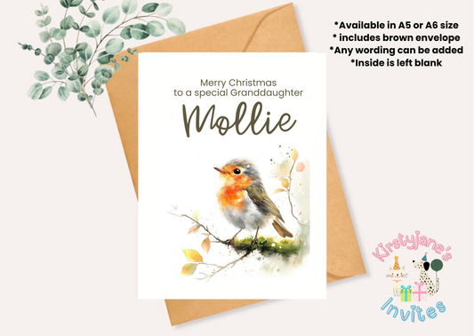 Christmas Xmas Birthday greetings Card robin