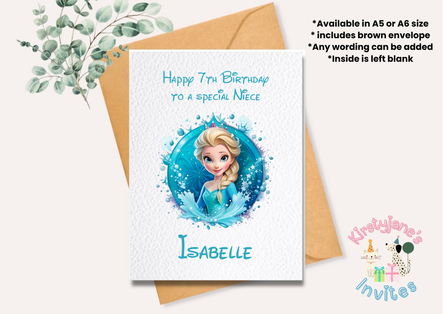 Birthday greetings card Disney Frozen Ana Elsa Olaf