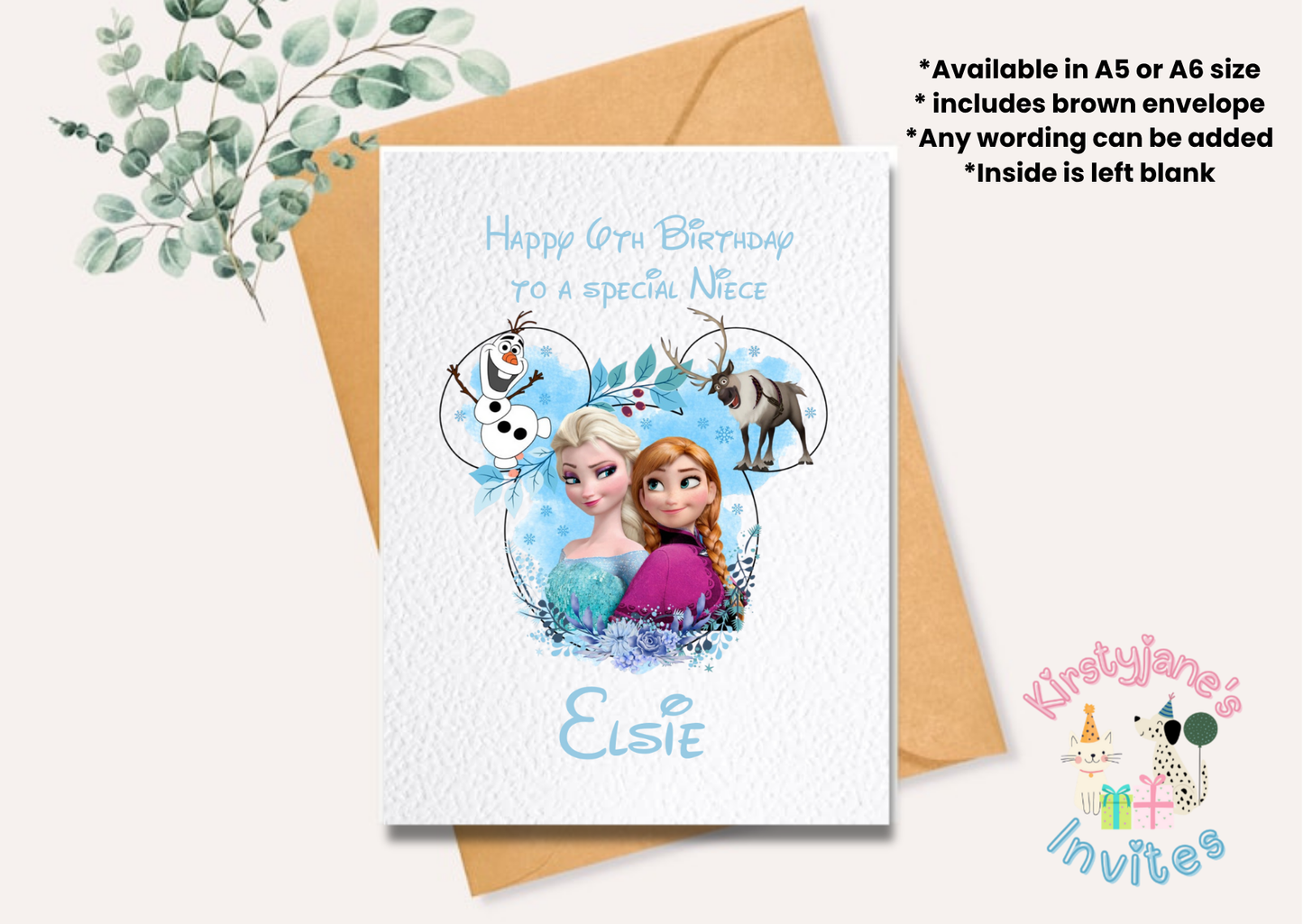 Birthday greetings card Disney Frozen Ana Elsa