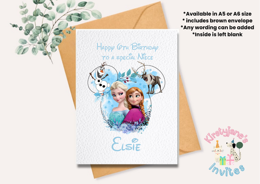 Birthday greetings card Disney Frozen Ana Elsa