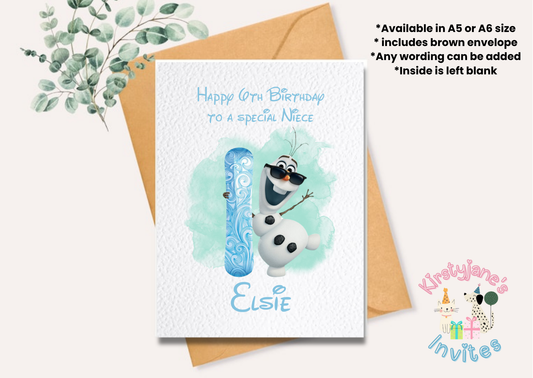 Birthday greetings card Disney Frozen Olaf