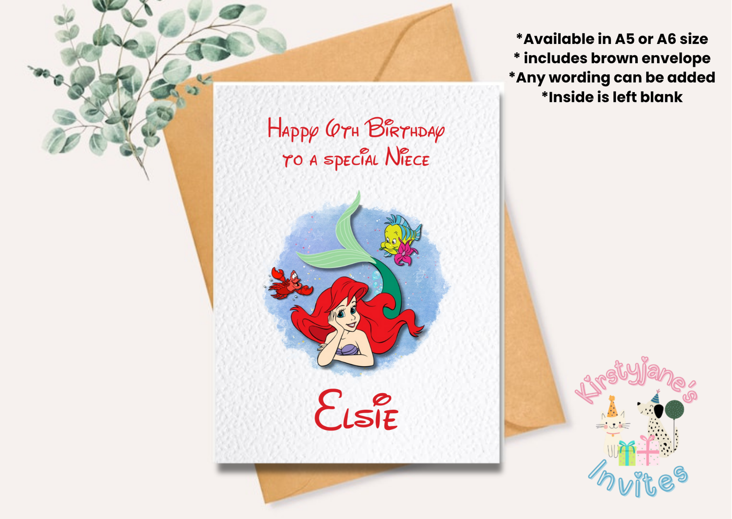 Birthday greetings card Disney Little Mermaid Ariel