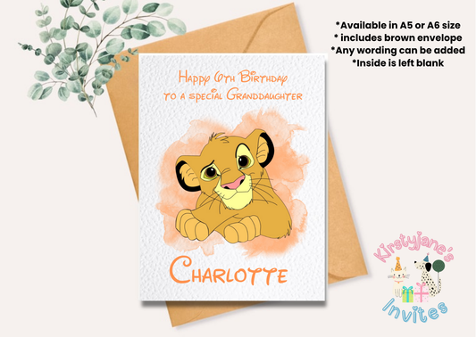Birthday greetings card Disney Lion King Simba