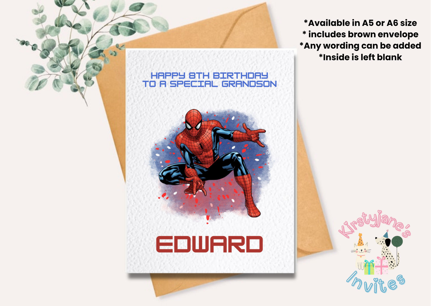 Birthday greetings card Disney Marvel Spiderman