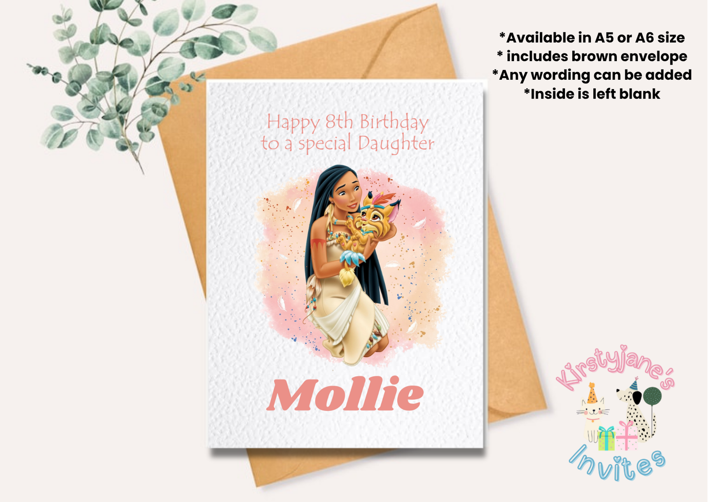 Birthday greetings card Disney Princess Pocahontas