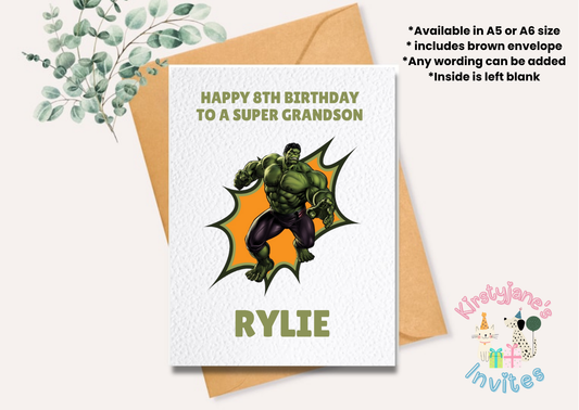 Birthday greetings card Disney Marvel Hulk